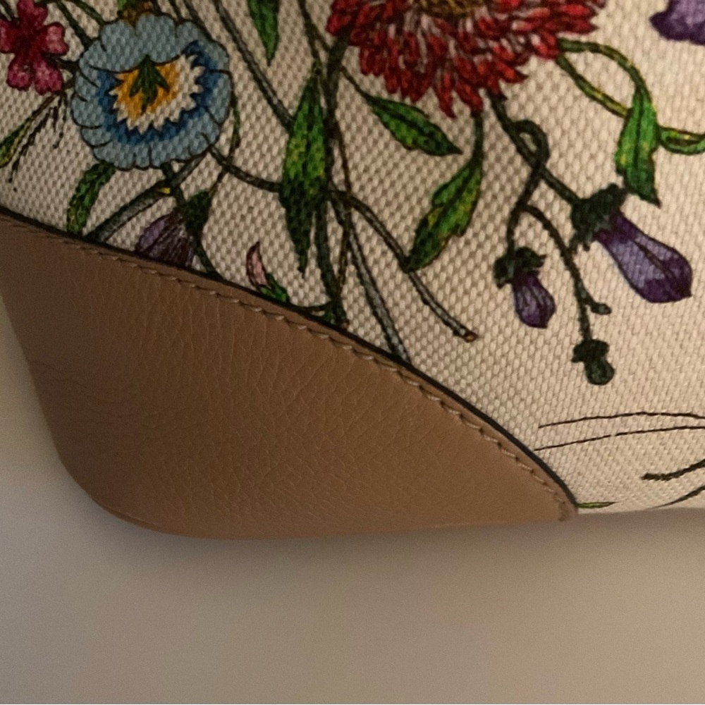 Gucci Floral Canvas Tote with Pink, Blue, Purple, Green, Yellow Accents - Picture 15 of 16